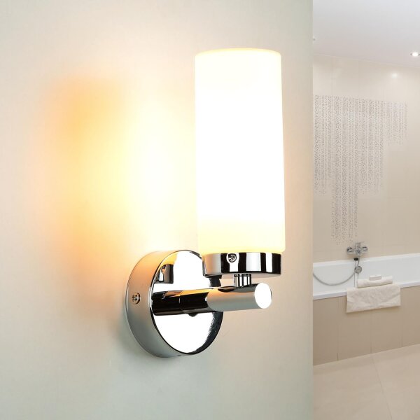 Lampe de salle de bain murale miroir verre métal en chrome blanc élégant
