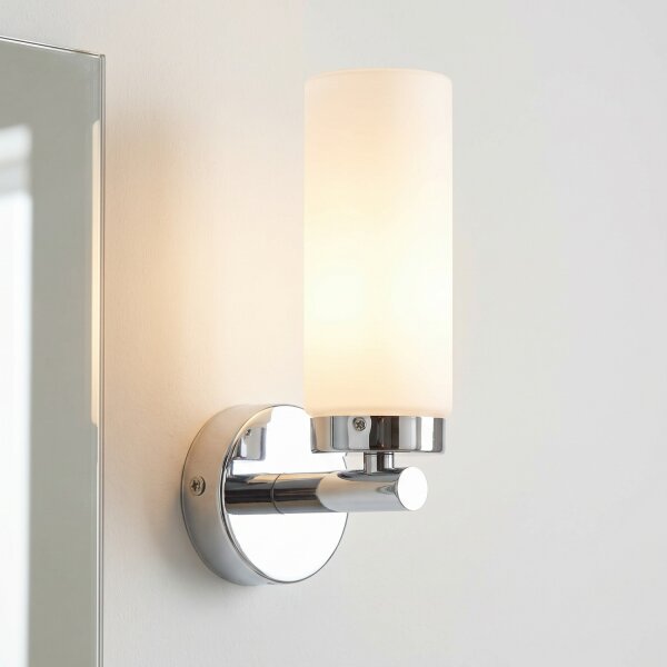 Lampe de salle de bain murale miroir verre métal en chrome blanc élégant