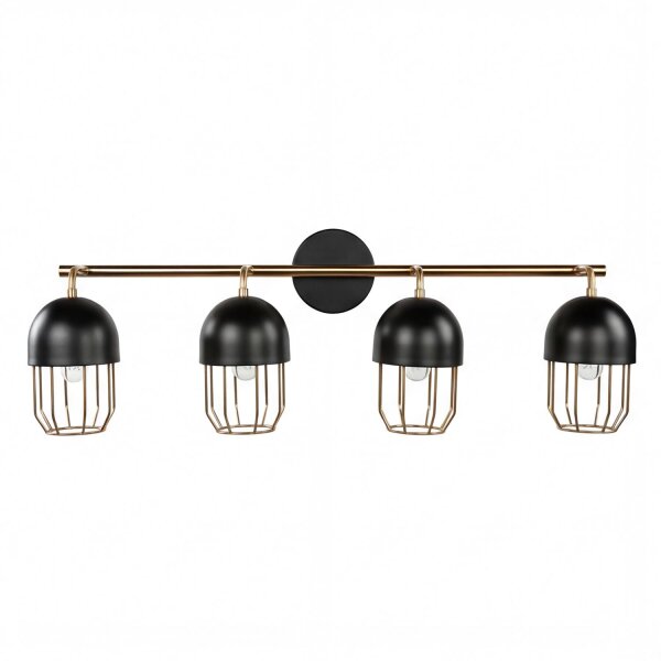 Applique noire or grande 4x E14 métal loft design