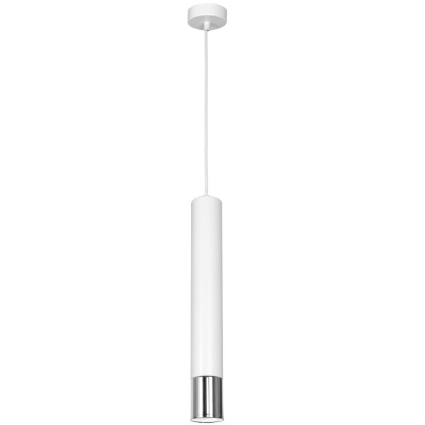 Lampe à suspendre blanche chrome étroite 8 cm GU10 métal