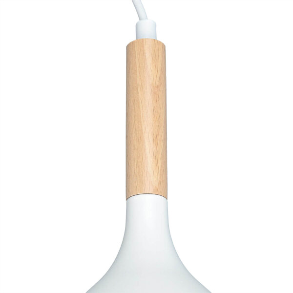 Lampe à suspendre Blanc Métal Bois 3 flammes