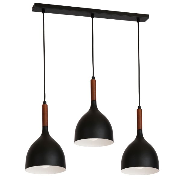 Suspension noir métal bois allongé
