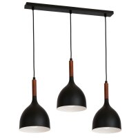 Suspension noir m&eacute;tal bois allong&eacute;