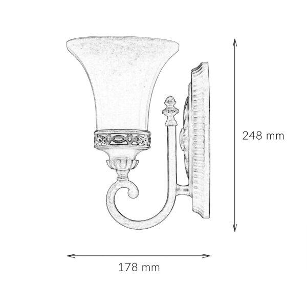 Applique ANABELL 1 en brun L:16cm Lampe de campagne