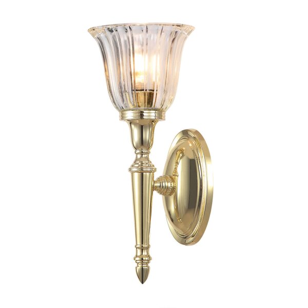 Lampe de salle de bain LED en laiton verre strié IP44 inoxydable