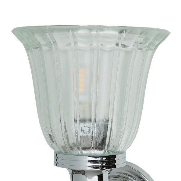 Lampe de salle de bain design LED en laiton verre IP44 en chrome