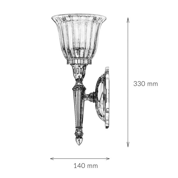 Lampe de salle de bain design LED en laiton verre IP44 en chrome