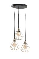Suspension métal noir fil dor 3 flammes