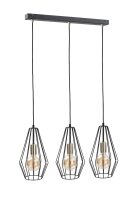 Fil de fer Lampe suspendue noire 3 flammes...