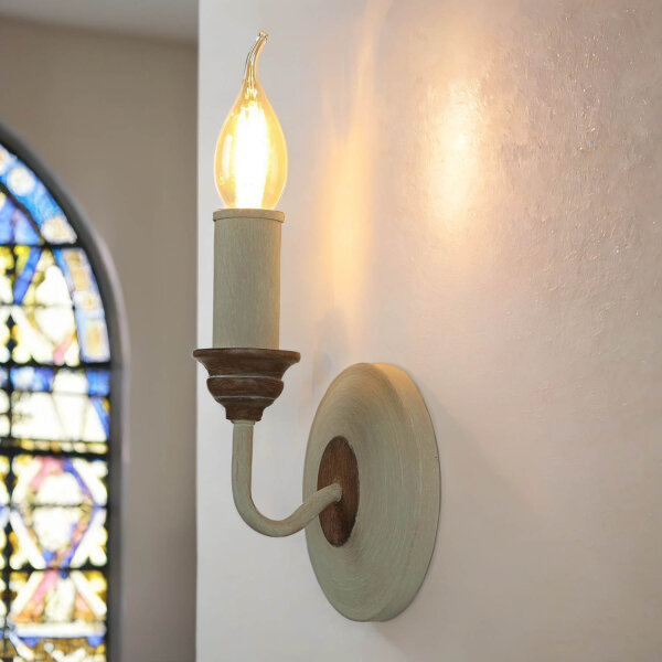 Applique CANDELA 8 Bois Shabby Blanc Bougie Lampe