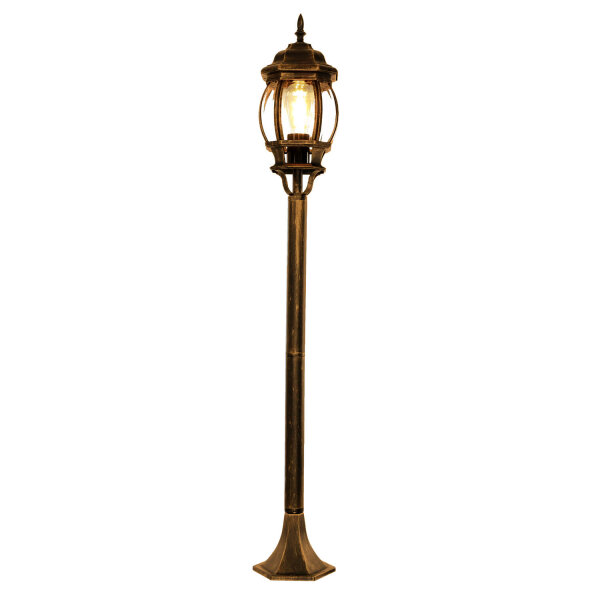 Lampe dallée jardin E27 111 cm en or antique rustique