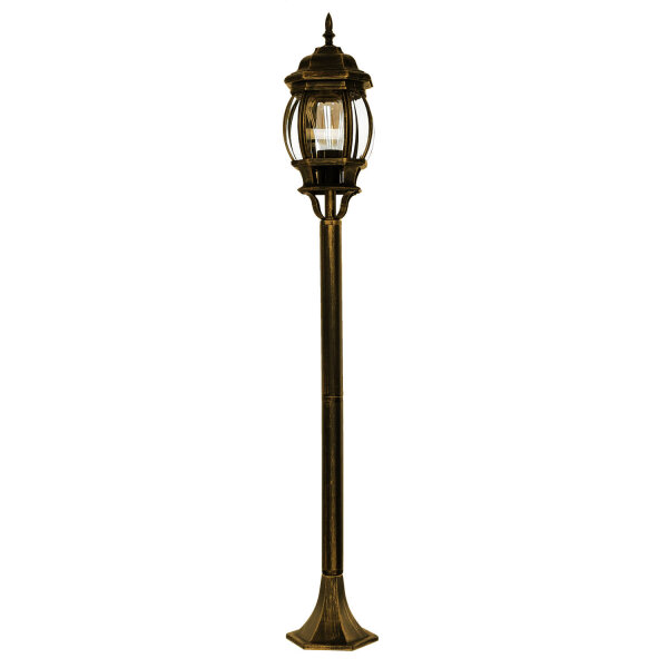 Lampe dallée jardin E27 111 cm en or antique rustique