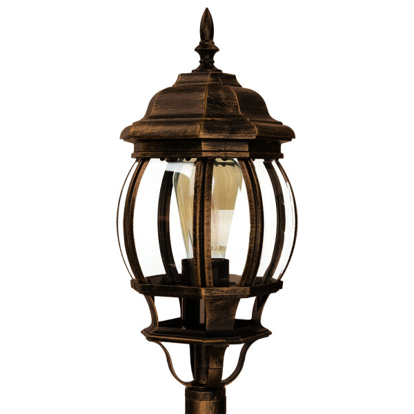Lampe dallée jardin E27 111 cm en or antique rustique
