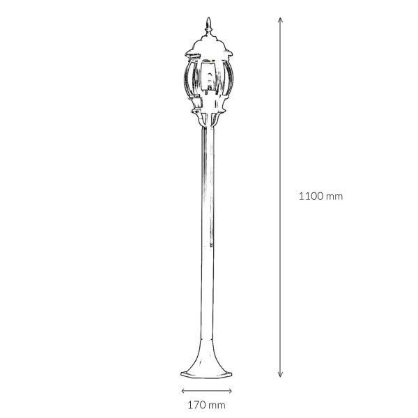 Lampe dallée jardin E27 111 cm en or antique rustique