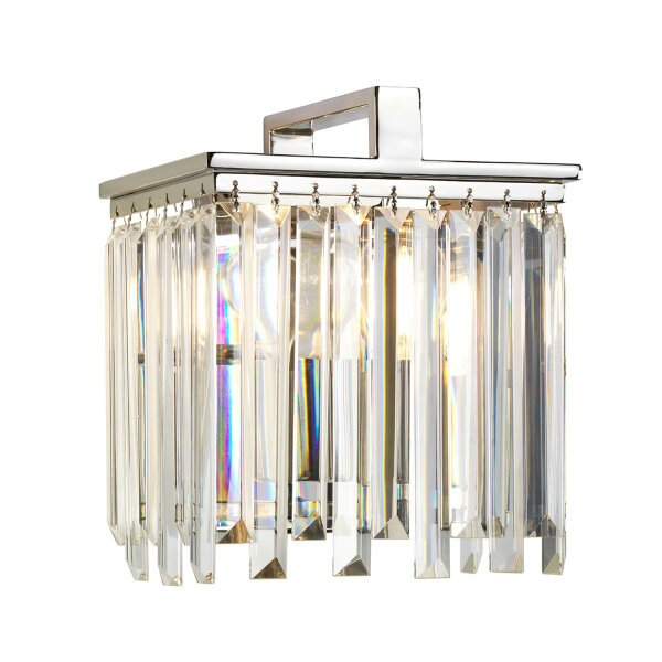 Applique murale cristal Art Déco E27 en nickel clair E27
