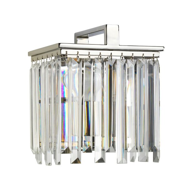 Applique murale cristal Art Déco E27 en nickel clair E27