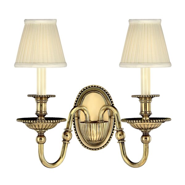 Applique murale laiton tissu 2 flammes design baroque