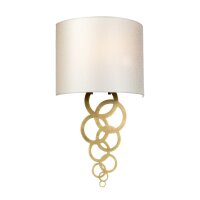Applique Abat-jour Tissu Cr&egrave;me Laiton Moderne E27