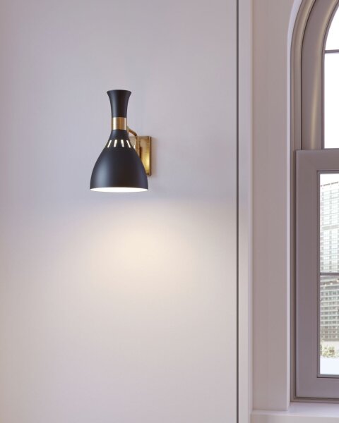 Applique murale noire laiton E27 métal rétro design