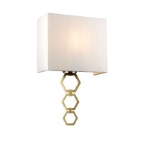 Applique murale Tissu Abat-jour Up Down Cr&egrave;me Laiton
