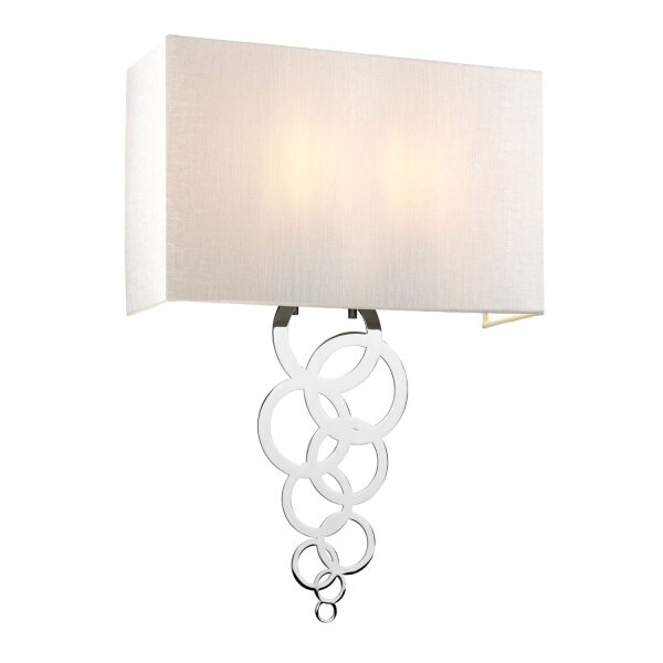 Applique murale Tissu Métal Crème Chrome Moderne Carré