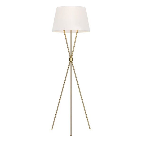 Lampadaire tripode Blanc Laiton 140 cm Tissu Métal