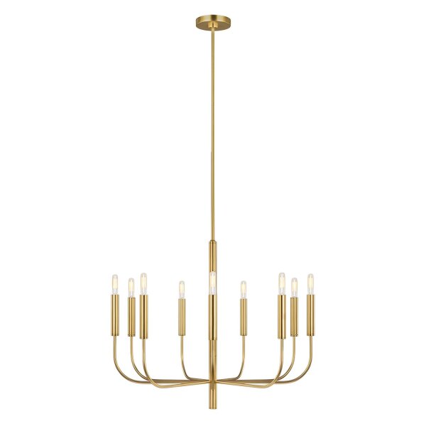 Lustre métal art nouveau en laiton Ø76cm 9 branches