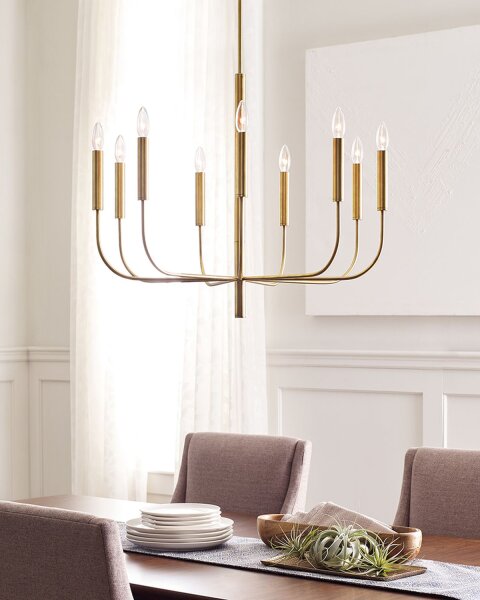 Lustre métal art nouveau en laiton Ø76cm 9 branches