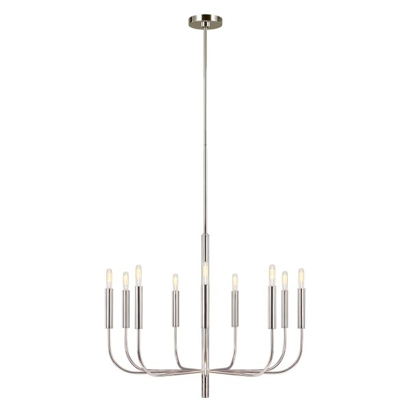 Lustre métal art nouveau en nickel Ø76cm 9 branches