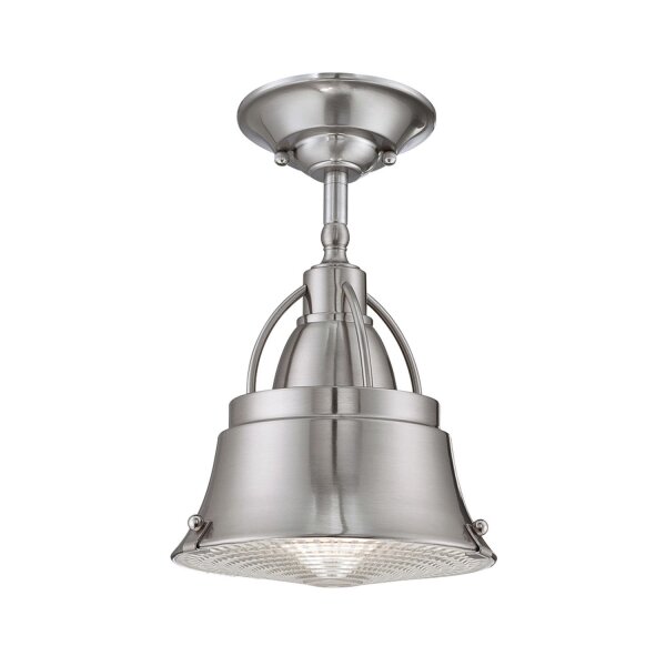 Lampe de plafonnier industriel métal verre en nickel DEBIELA