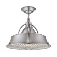 Plafonnier métal verre en nickel design industriel...