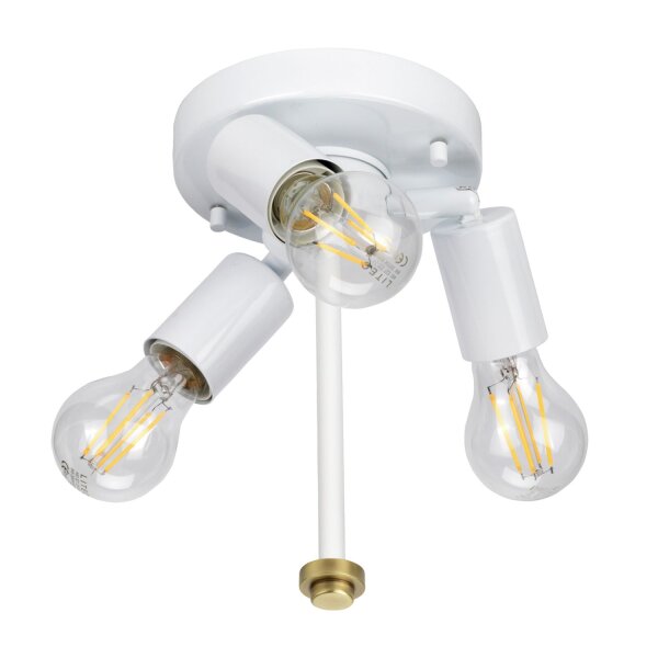 Plafonnier tissu rond en laiton crème antique
