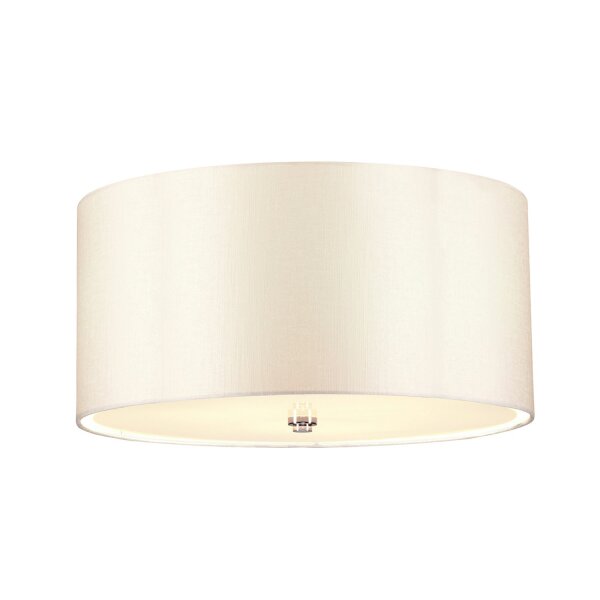 Plafonnier tissu rond en crème chrome Ø46cm