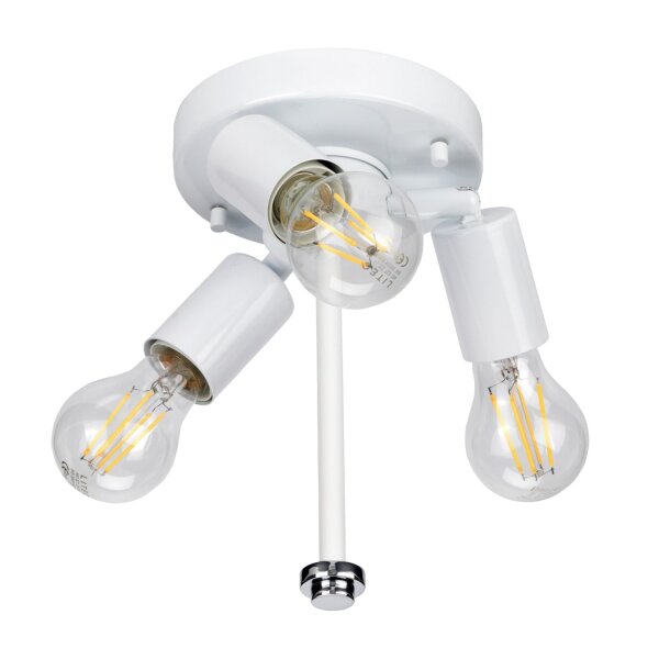 Plafonnier tissu rond en crème chrome Ø46cm