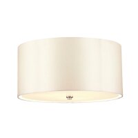 Plafonnier tissu rond en cr&egrave;me chrome &Oslash;46cm