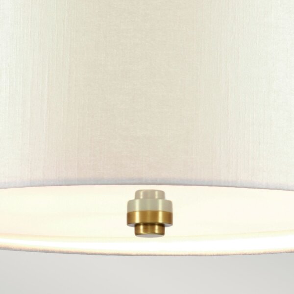 Plafonnier grand rond 66 cm tissu en laiton crème