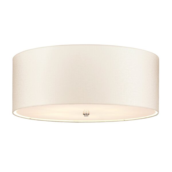 Plafonnier Tissu Abat-jour crème chromé rond 66 cm