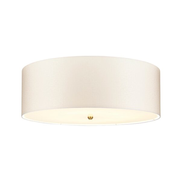 Lampe de plafond tissu grand rond Ø76cm en laiton crème