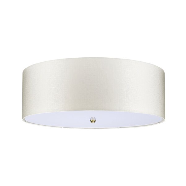 Lampe de plafond tissu grand rond Ø76cm en laiton crème