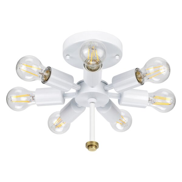 Lampe de plafond tissu grand rond Ø76cm en laiton crème