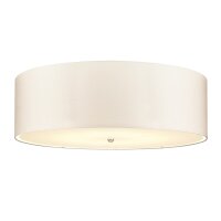 Grand plafonnier rond 86 cm tissu crème chrome
