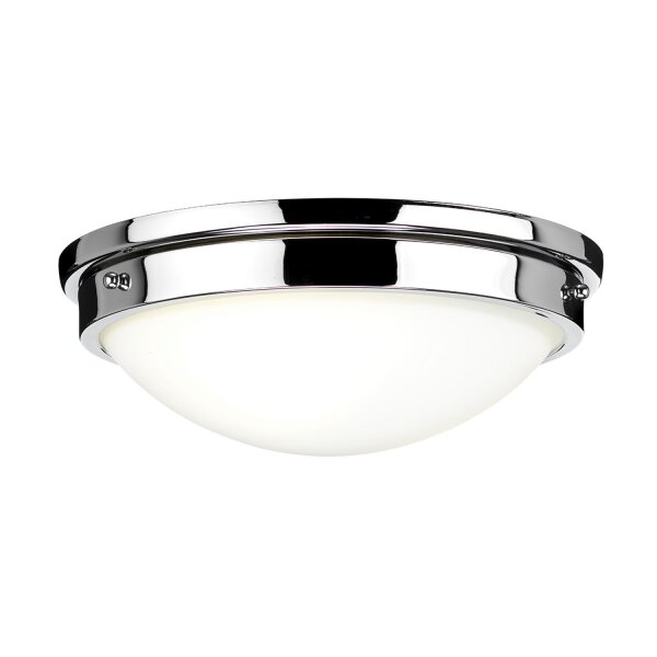 Lampe de plafond blanc chrome rond Ø32cm E27 verre métal