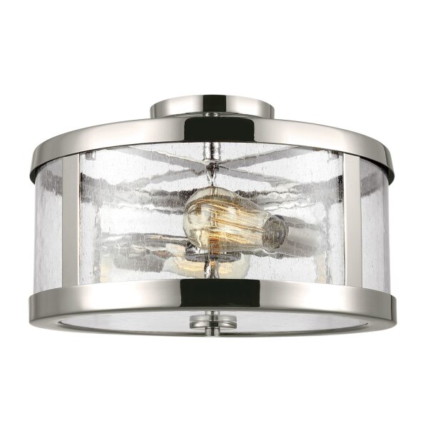 Plafonnier métal verre en nickel rond intérieur FLOR