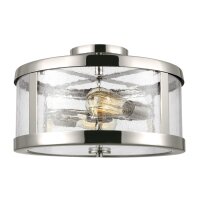 Plafonnier métal verre en nickel rond...