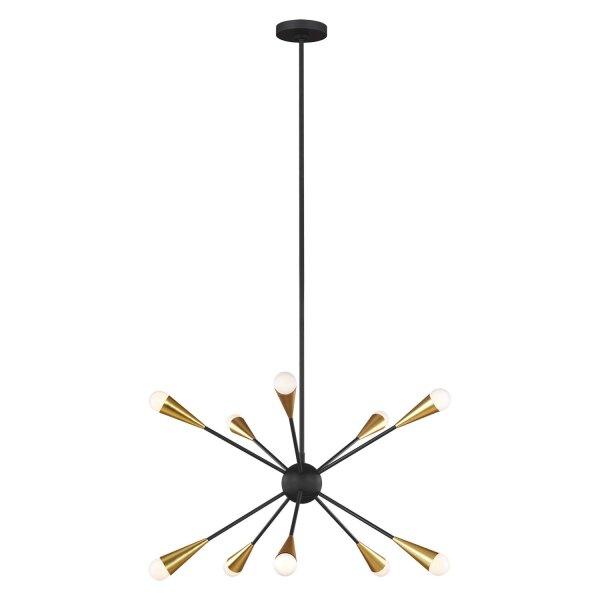 Deckenleuchte Schwarz Messing Metall Art Déco Sputnik
