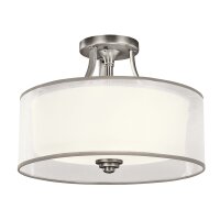 Plafonnier rond blanc étain antique verre lin...