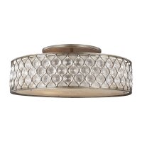 Plafonnier rond 76 cm en métal argenté cristal
