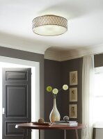 Plafonnier rond 76 cm en métal argenté cristal