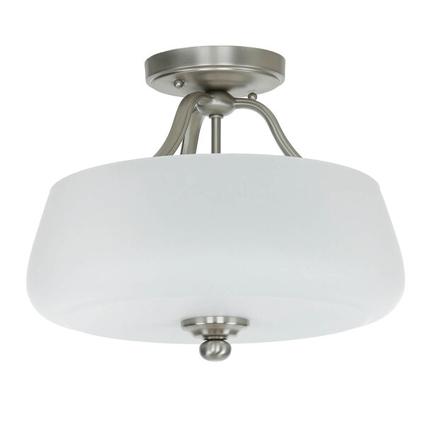 Plafonnier E27 Blanc Nickel Ø37cm Verre Métal