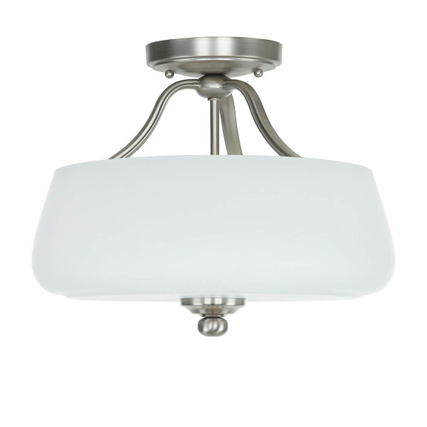 Plafonnier E27 Blanc Nickel Ø37cm Verre Métal
